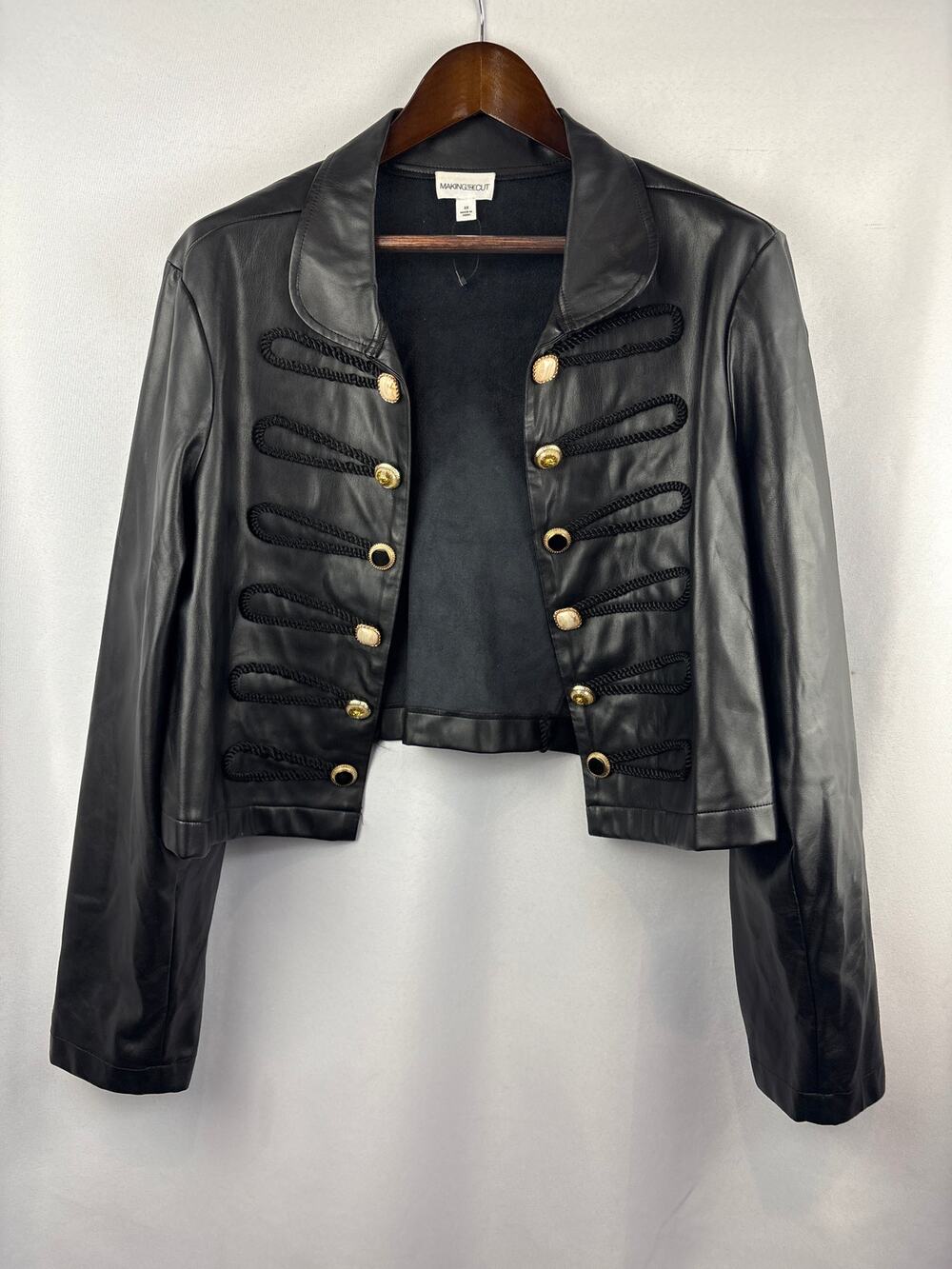 Women’s Making the Cut Size 2X Black Leather Military Jacket